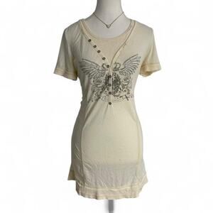 MURMUR Y2K Whinsy Goth- Grunge Henley Back Lace Up Fitted Dress Size M 95%Cotton